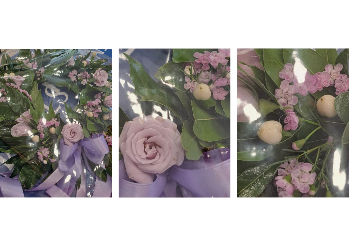 Corona Rose Bianche, Bacche e Nastro