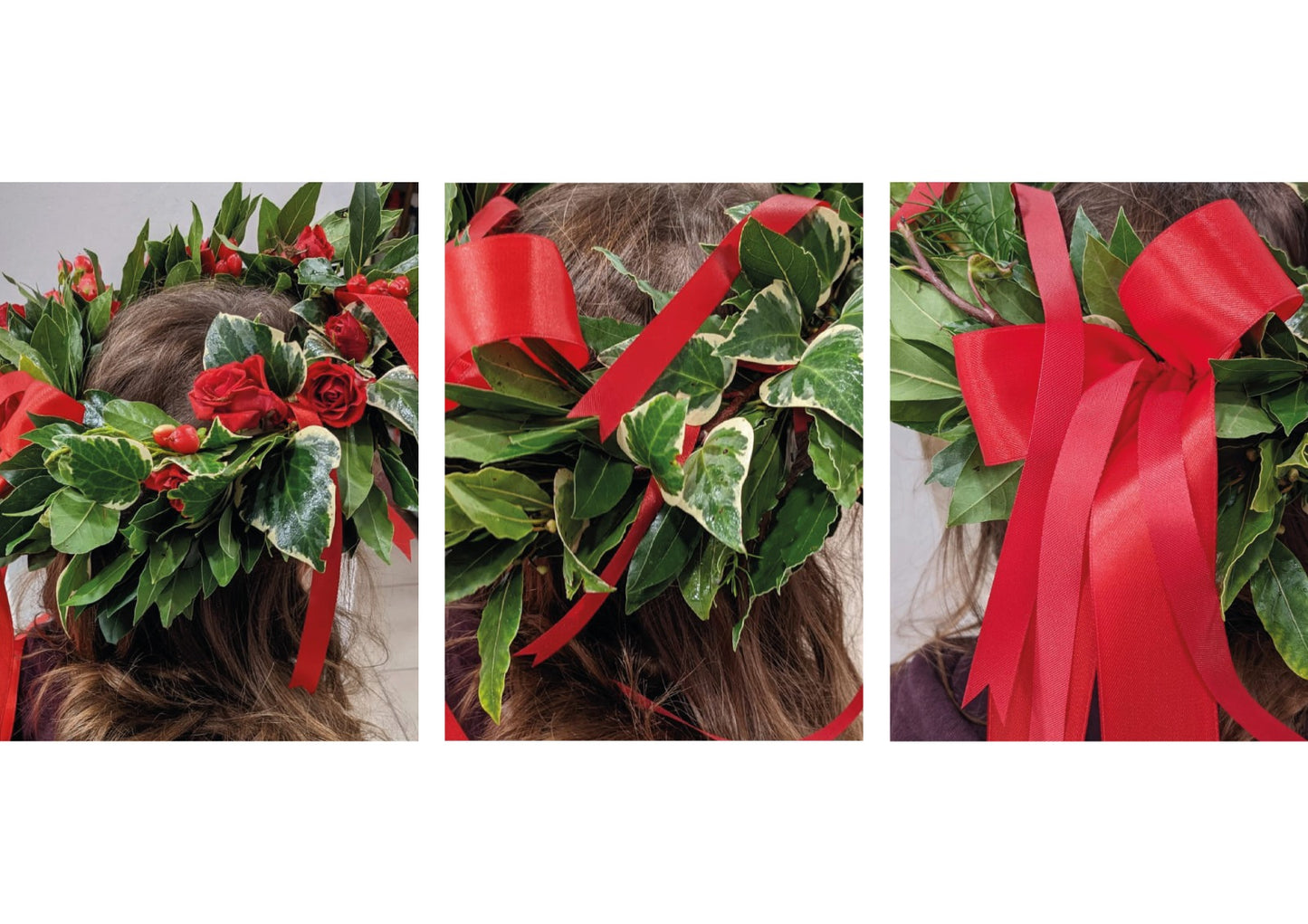 Corona Rose Rosse, Bacche e Nastro